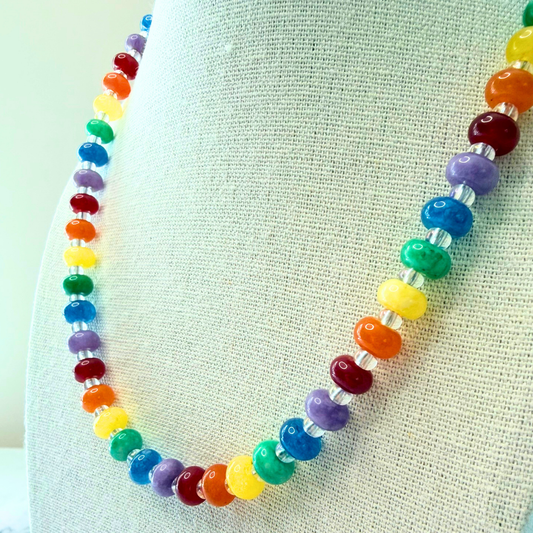 Rainbow Bright Candy Necklace – Multicolor Jade Beaded Jewelry