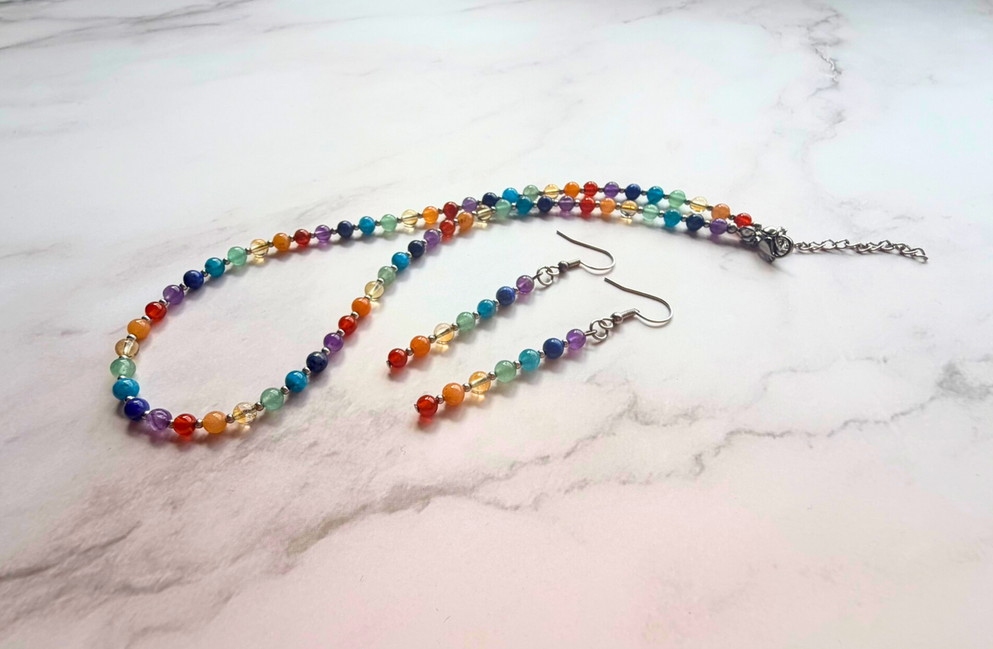 Chakra Earrings – Minimalist 7 Chakra Gemstone Jewelry for Balance & Clarity, Stainless Steel