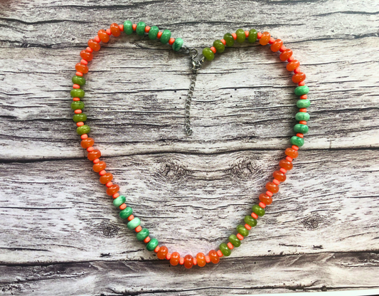Oh So Citrus Candy Necklace – Green & Orange Jade Beads
