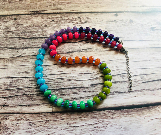 Tasty Rainbow Candy Necklace – Multicolor Jade Beads