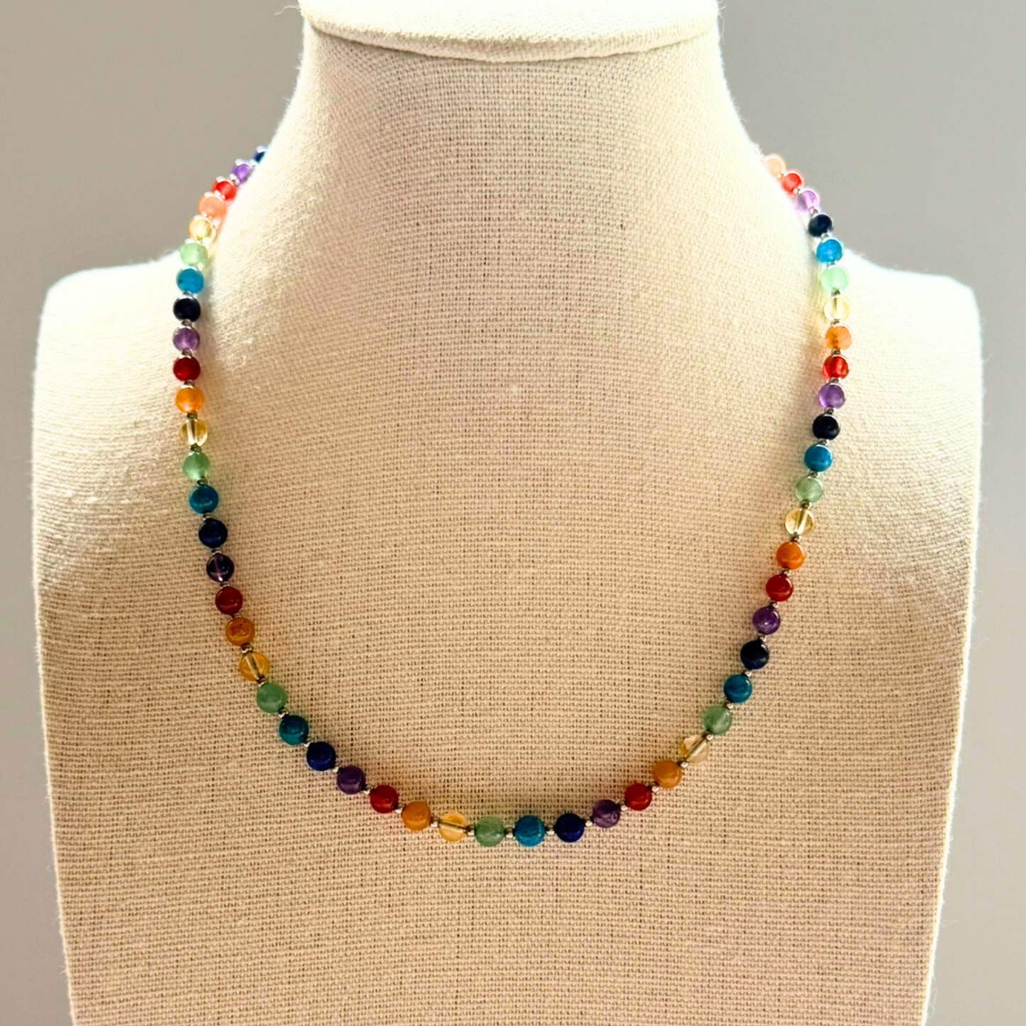 Chakra Necklace – Minimalist 7 Chakra Gemstone Jewelry for Balance & Clarity, Stainless Steel