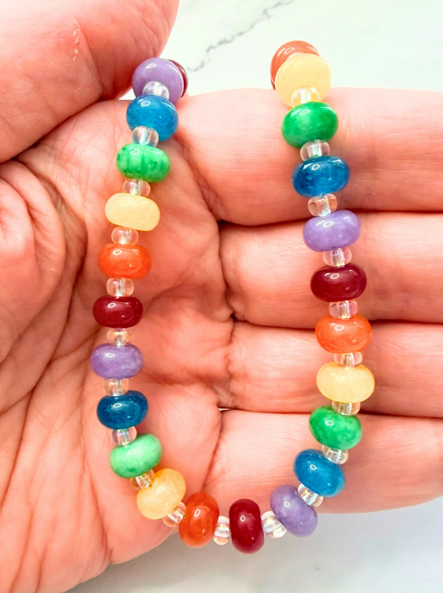 Rainbow Bright Candy Necklace – Multicolor Jade Beaded Jewelry