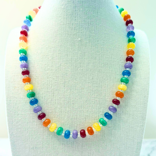 Rainbow Bright Candy Necklace – Multicolor Jade Beaded Jewelry