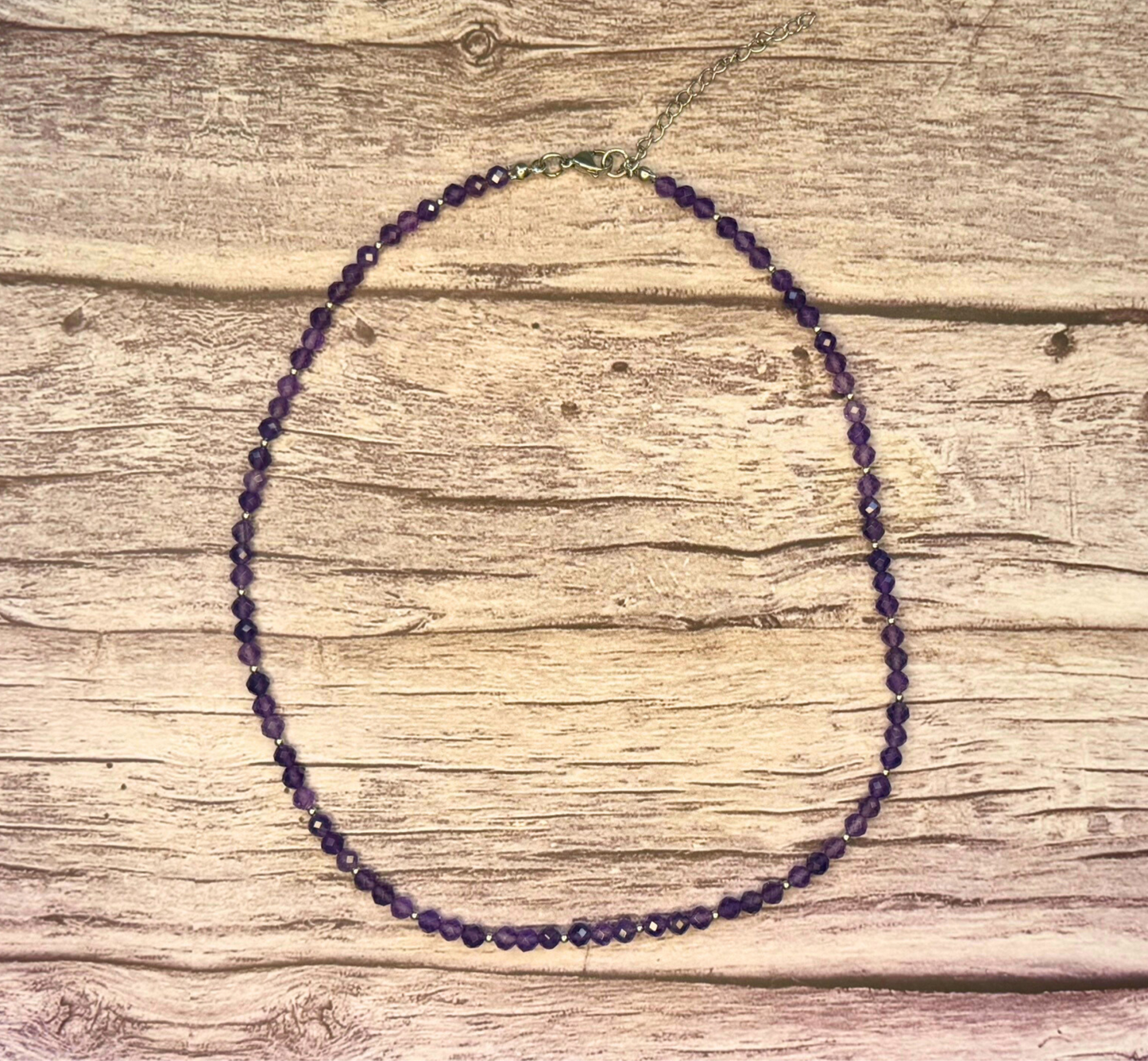 Faceted Amethyst Necklace – Minimalist Purple Gemstone Jewelry, Stainless Steel