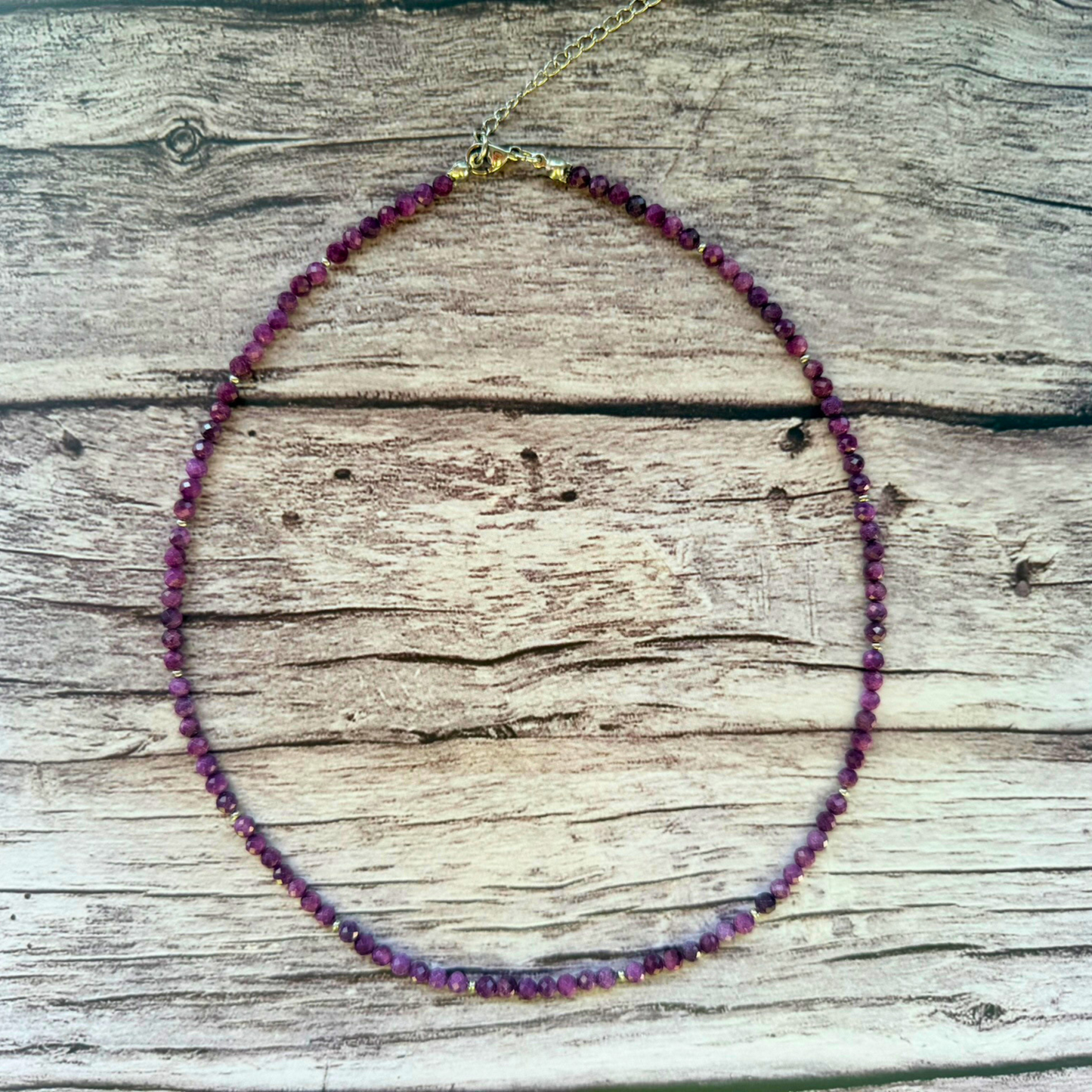 Faceted Stichtite Necklace – Minimalist Purple Gemstone Jewelry, Stainless Steel