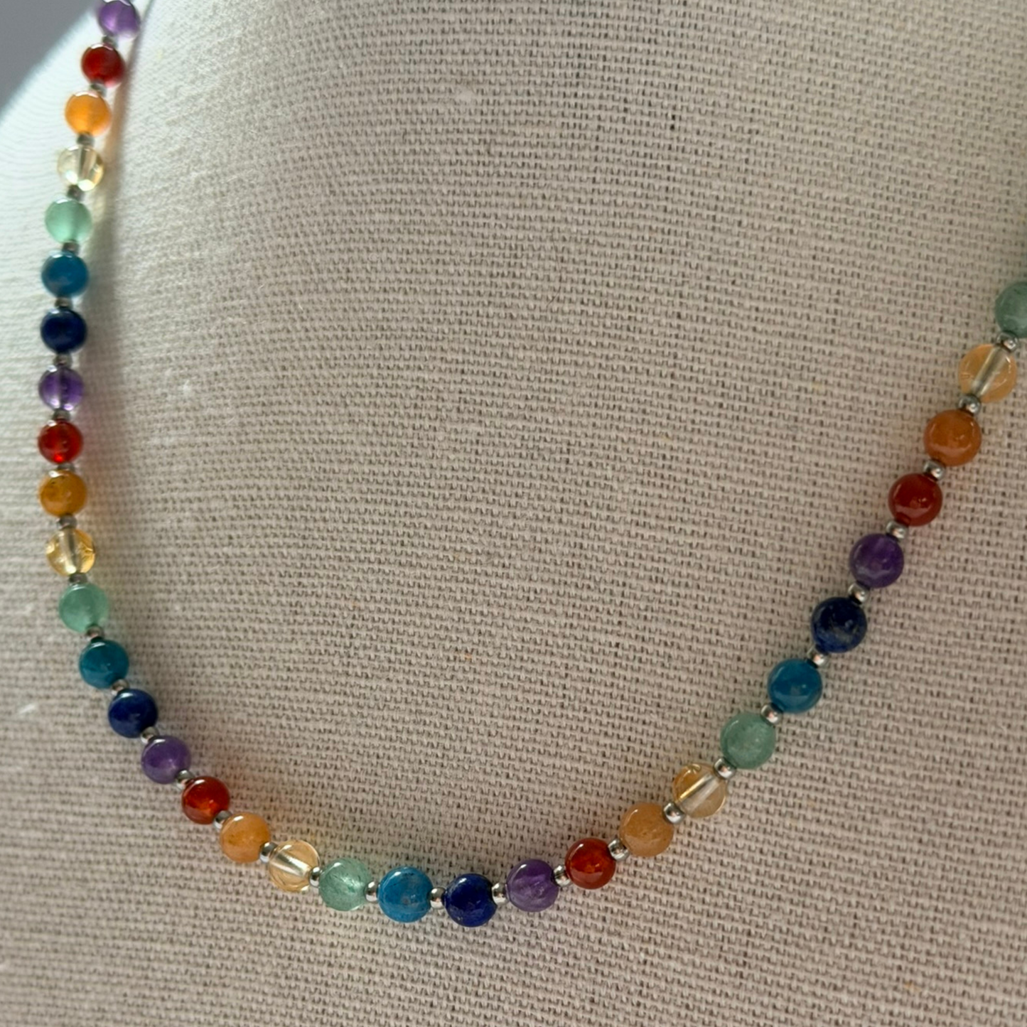 Chakra Necklace – Minimalist 7 Chakra Gemstone Jewelry for Balance & Clarity, Stainless Steel