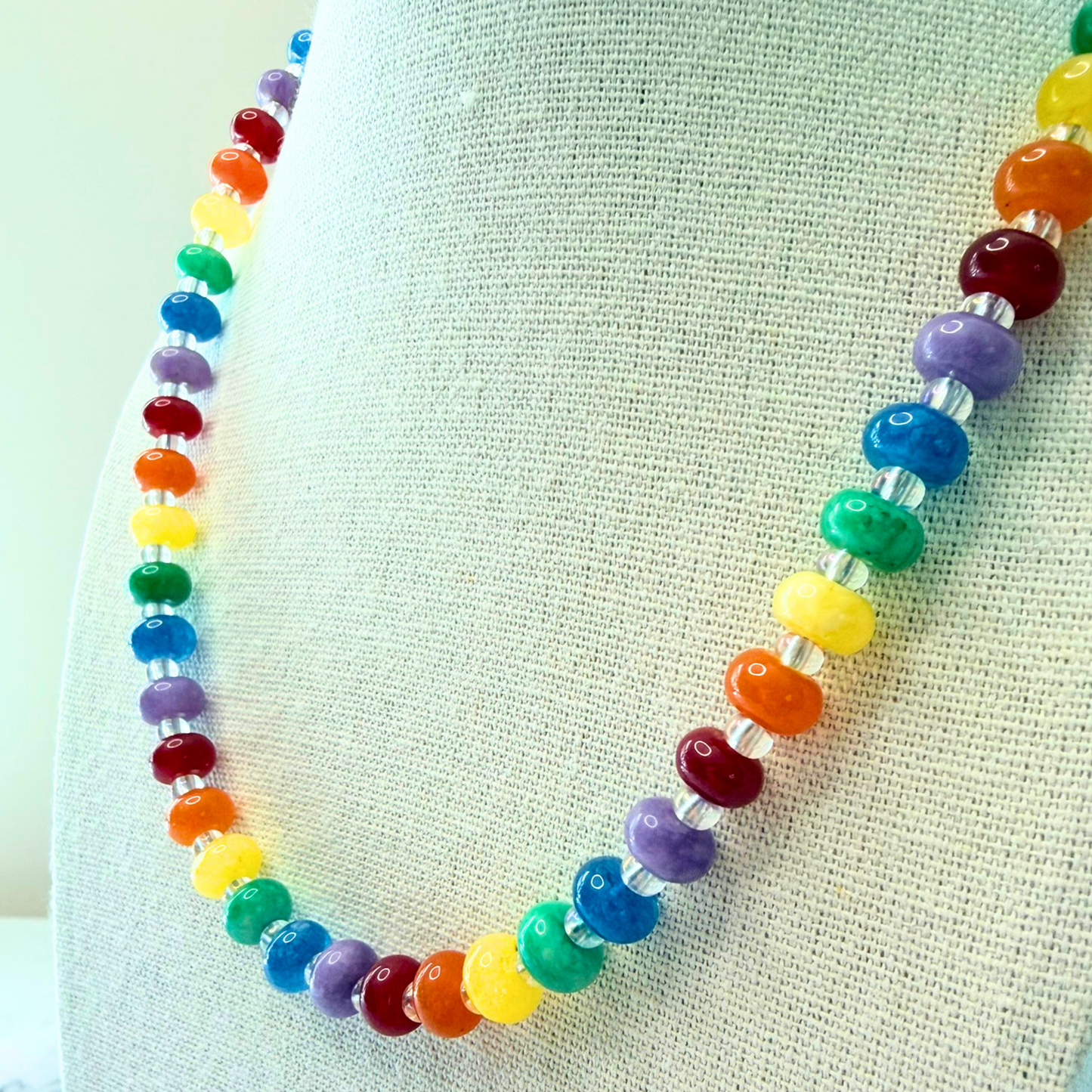Rainbow Bright Candy Necklace – Multicolor Jade Beaded Jewelry