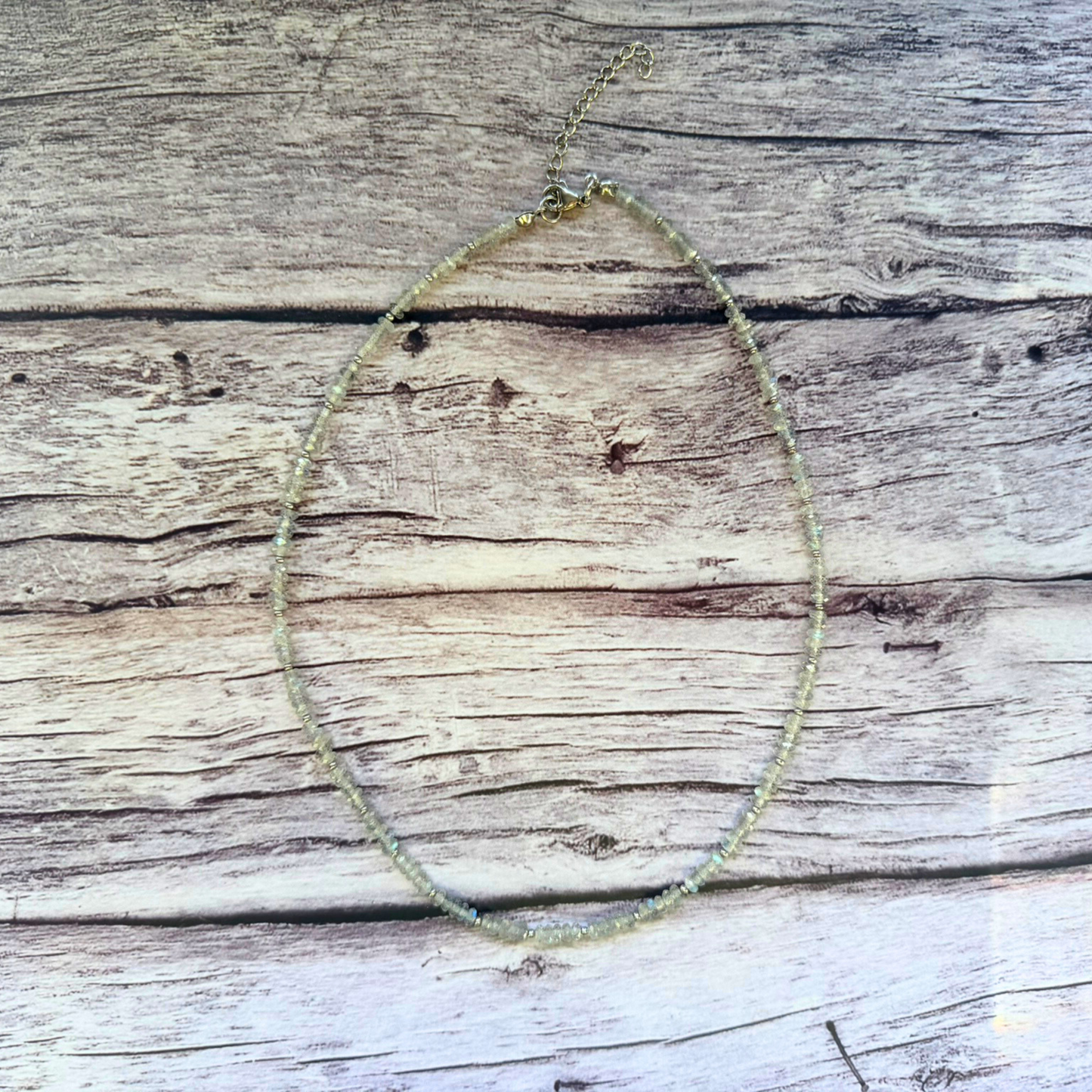 Faceted Labradorite Necklace – Minimalist Gray Flash Gemstone Jewelry, Stainless Steel