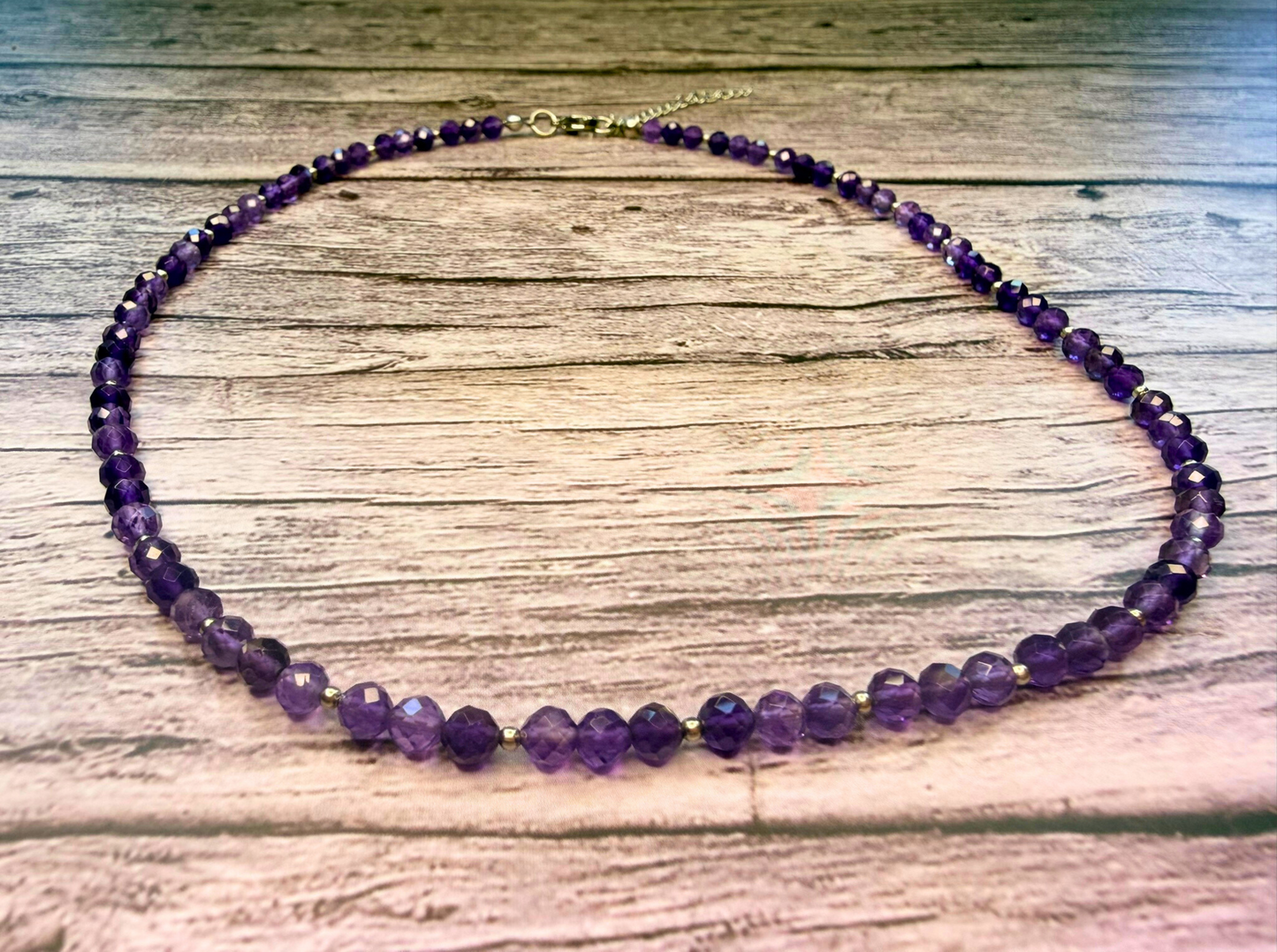 Faceted Amethyst Necklace – Minimalist Purple Gemstone Jewelry, Stainless Steel
