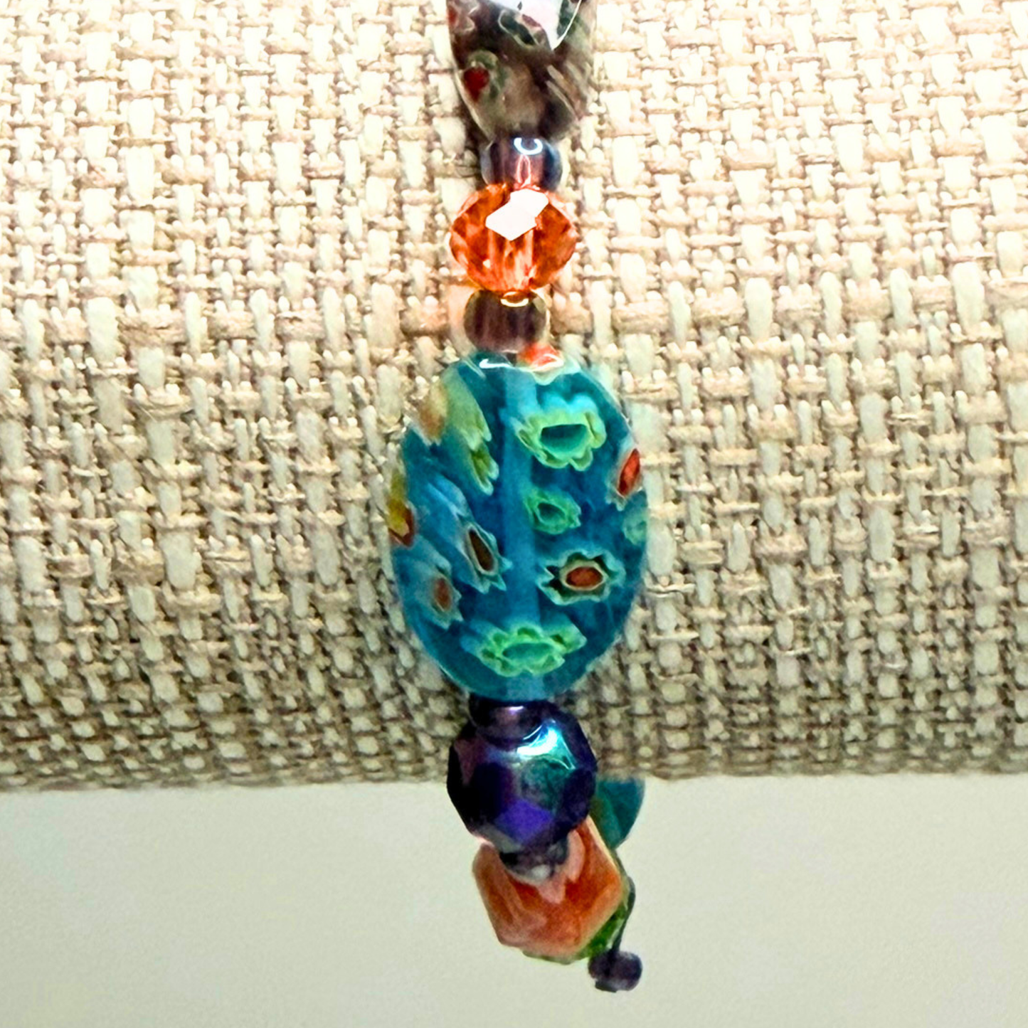Millefiori Flower Bracelet – Wildflower, Colorful Glass Jewelry in Multicolor Floral Design, Stainless Steel