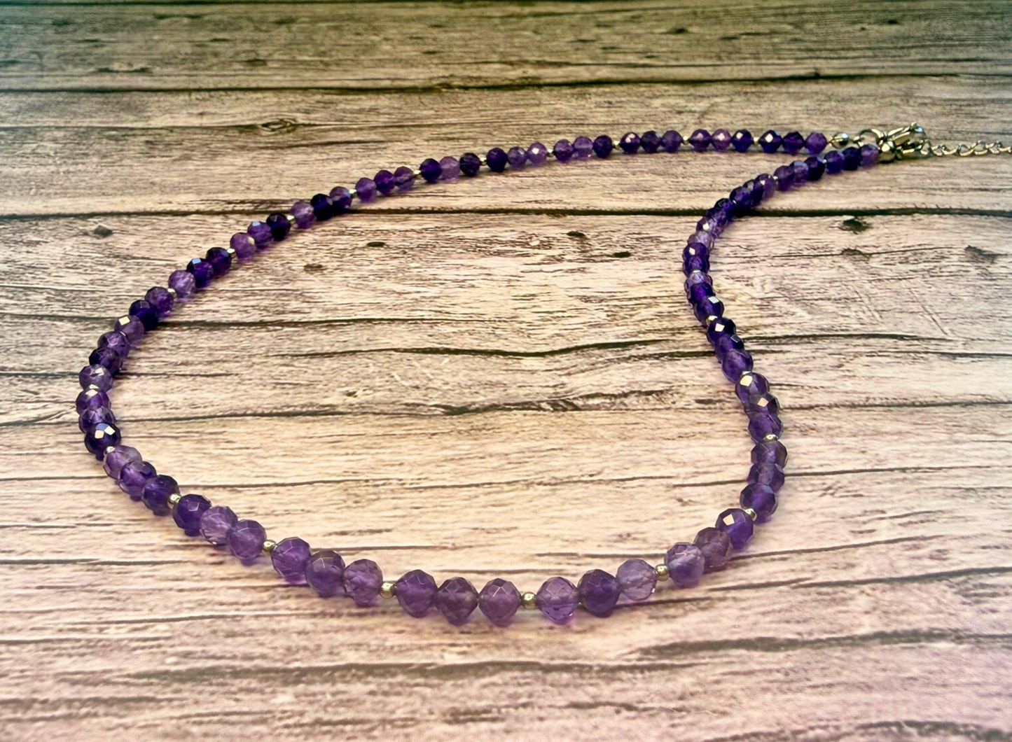 Faceted Amethyst Necklace – Minimalist Purple Gemstone Jewelry, Stainless Steel
