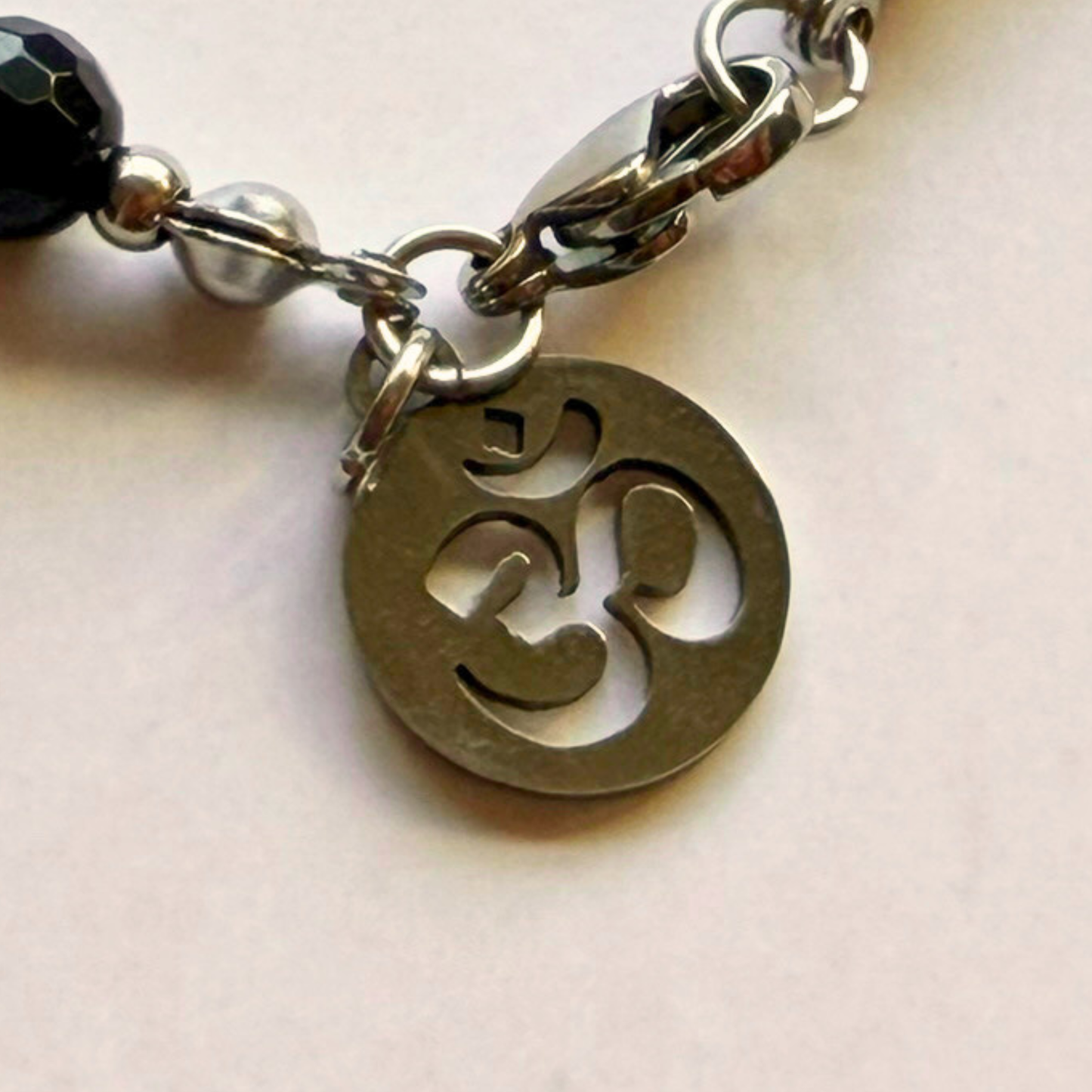 Chakra Bracelet – 7 Chakra Gemstone Jewelry for Balance & Symbolism, Onyx & Om Charm, Stainless Steel