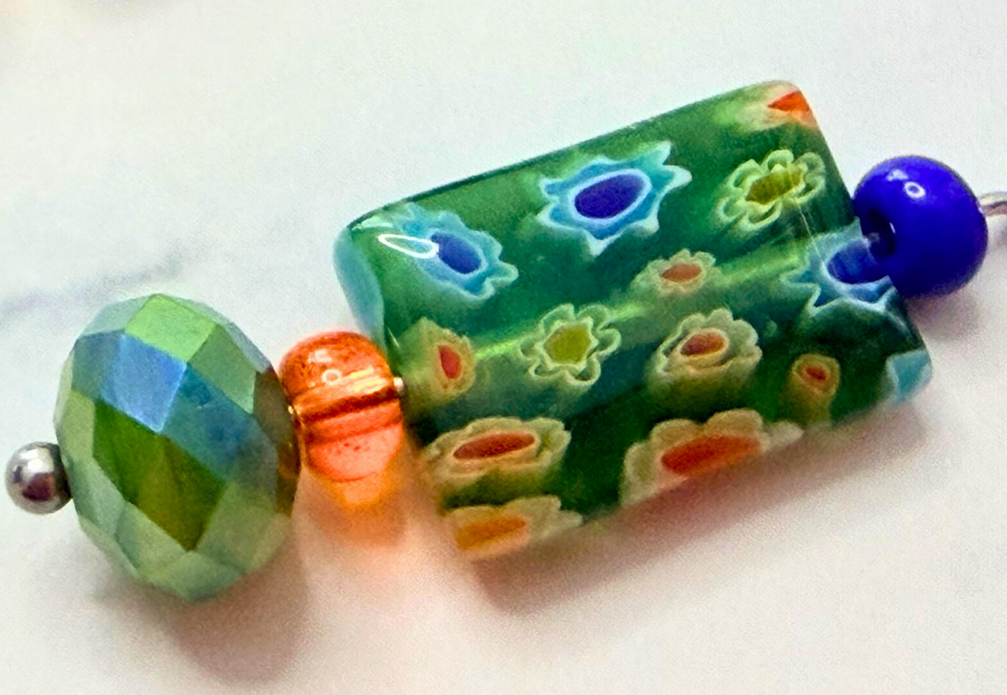 Millefiori Flower Earrings – Hidden Garden, Colorful Glass Jewelry in Bloom, Stainless Steel