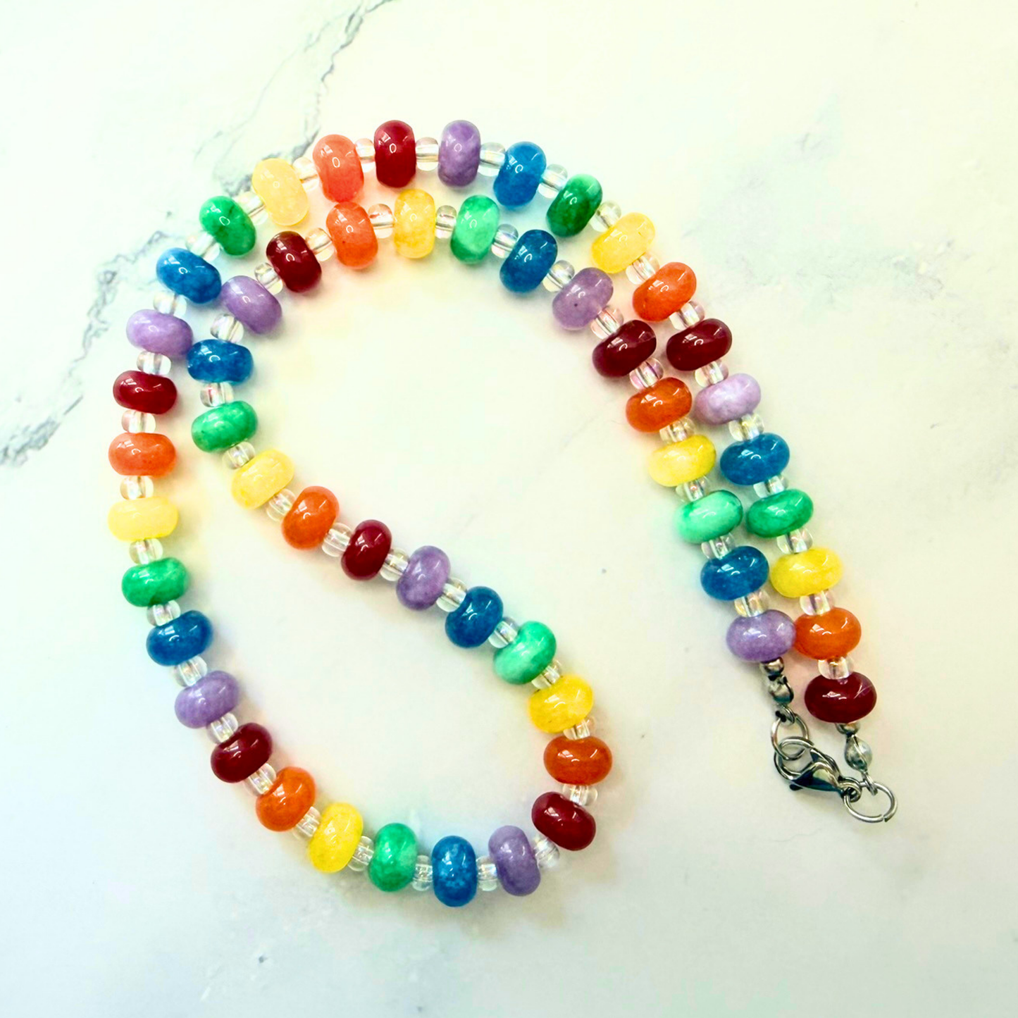 Rainbow Bright Candy Necklace – Multicolor Jade Beaded Jewelry