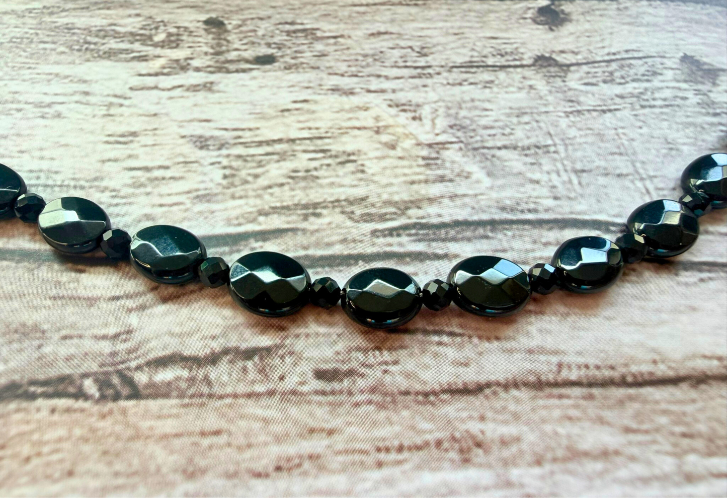 Faceted Onyx Bracelet – Minimalist Black Gemstone Jewelry, Stainless Steel