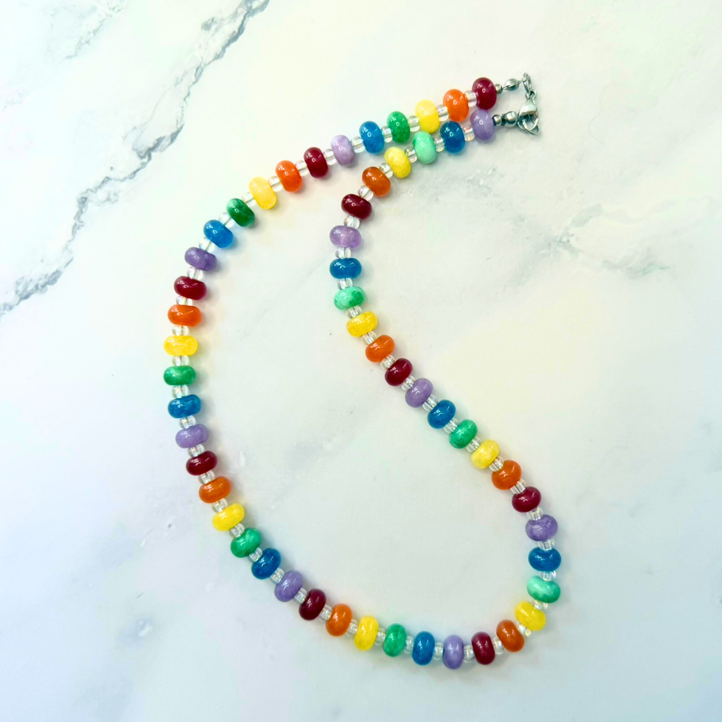 Rainbow Bright Candy Necklace – Multicolor Jade Beaded Jewelry