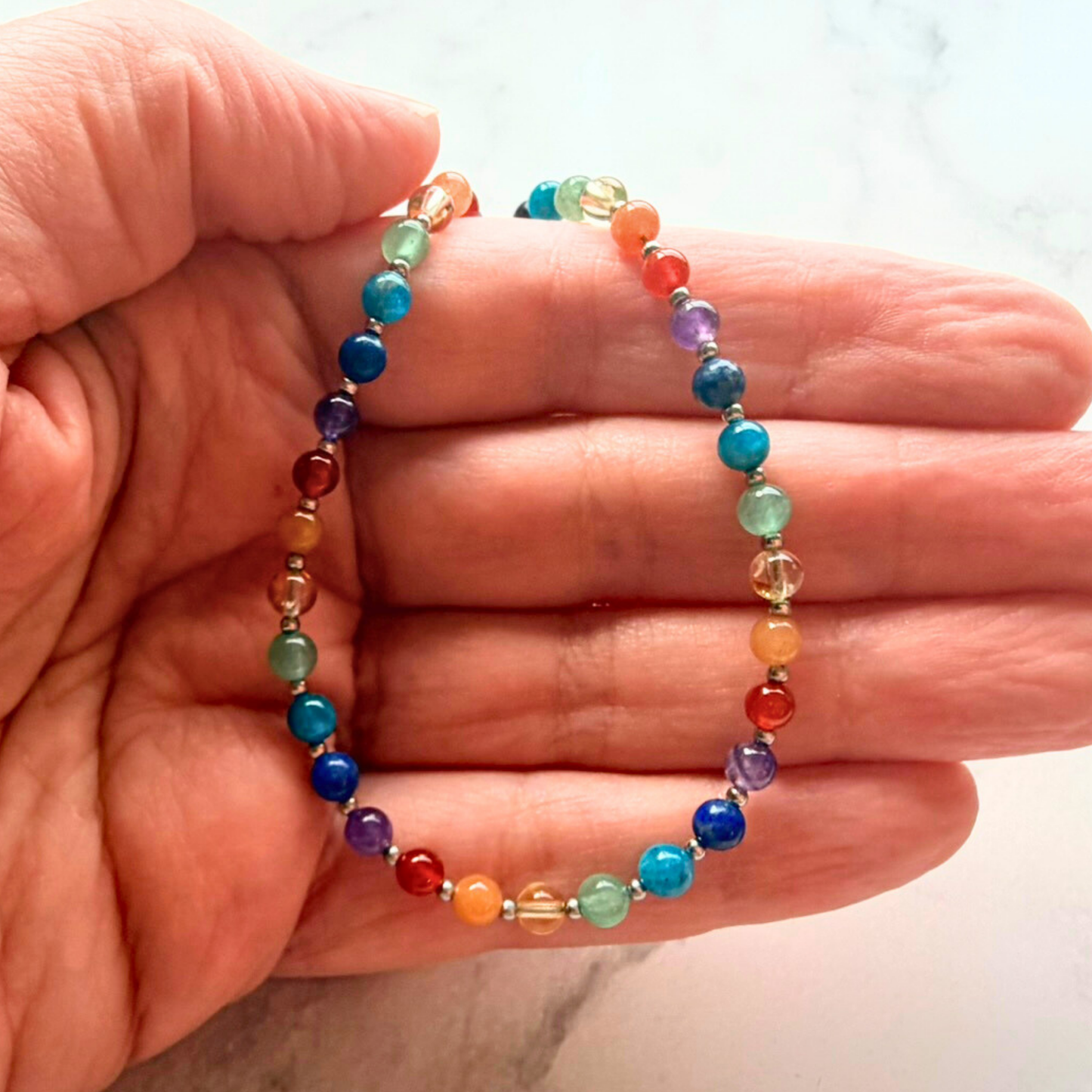 Chakra Necklace – Minimalist 7 Chakra Gemstone Jewelry for Balance & Clarity, Stainless Steel