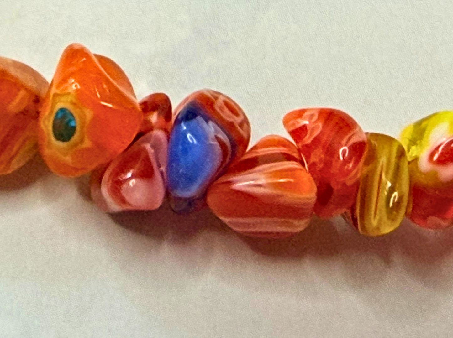 Millefiori Flower Necklace – Confetti, Rainbow Glass Jewelry in Multicolor Floral Design, Stainless Steel