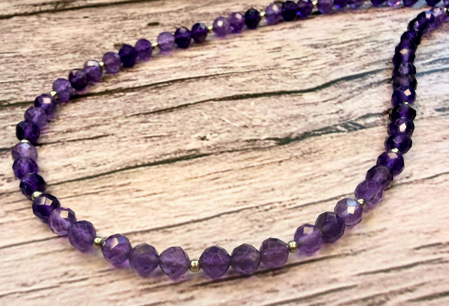 Faceted Amethyst Necklace – Minimalist Purple Gemstone Jewelry, Stainless Steel