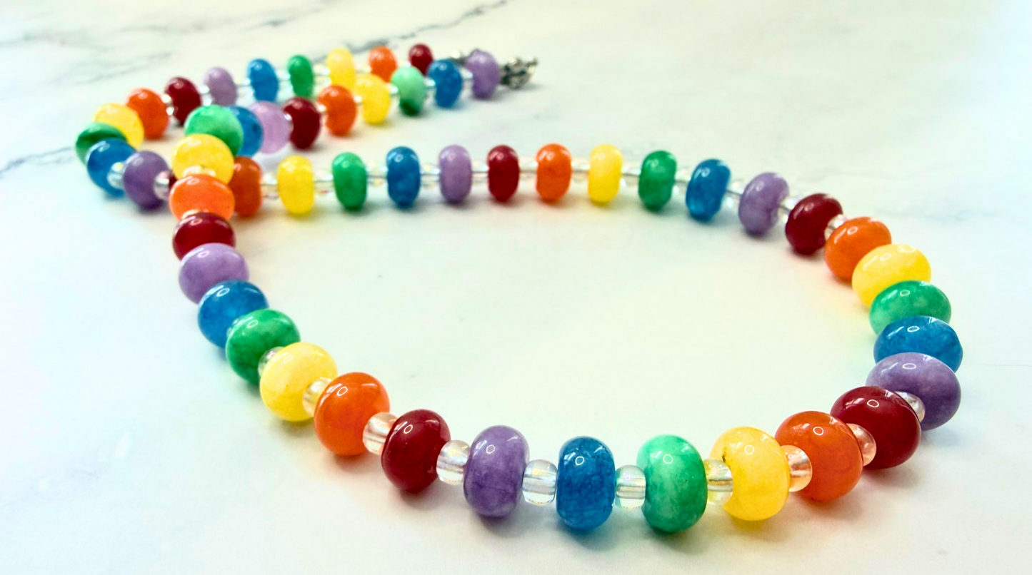 Rainbow Bright Candy Necklace – Multicolor Jade Beaded Jewelry