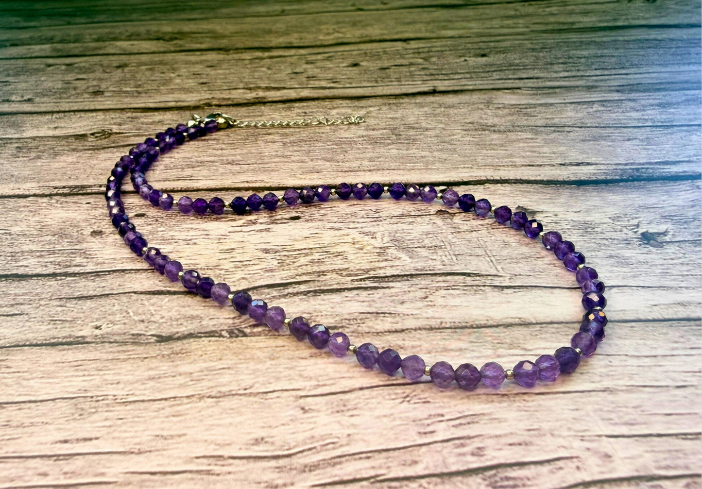 Faceted Amethyst Necklace – Minimalist Purple Gemstone Jewelry, Stainless Steel