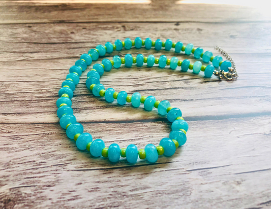 Bahama Breeze Candy Necklace – Aqua Jade & Lime Beads