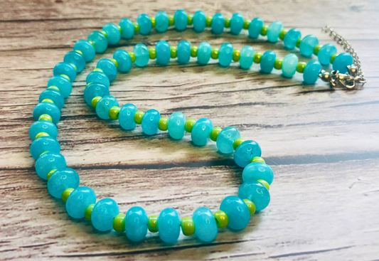Bahama Breeze Candy Necklace – Aqua Jade & Lime Beads