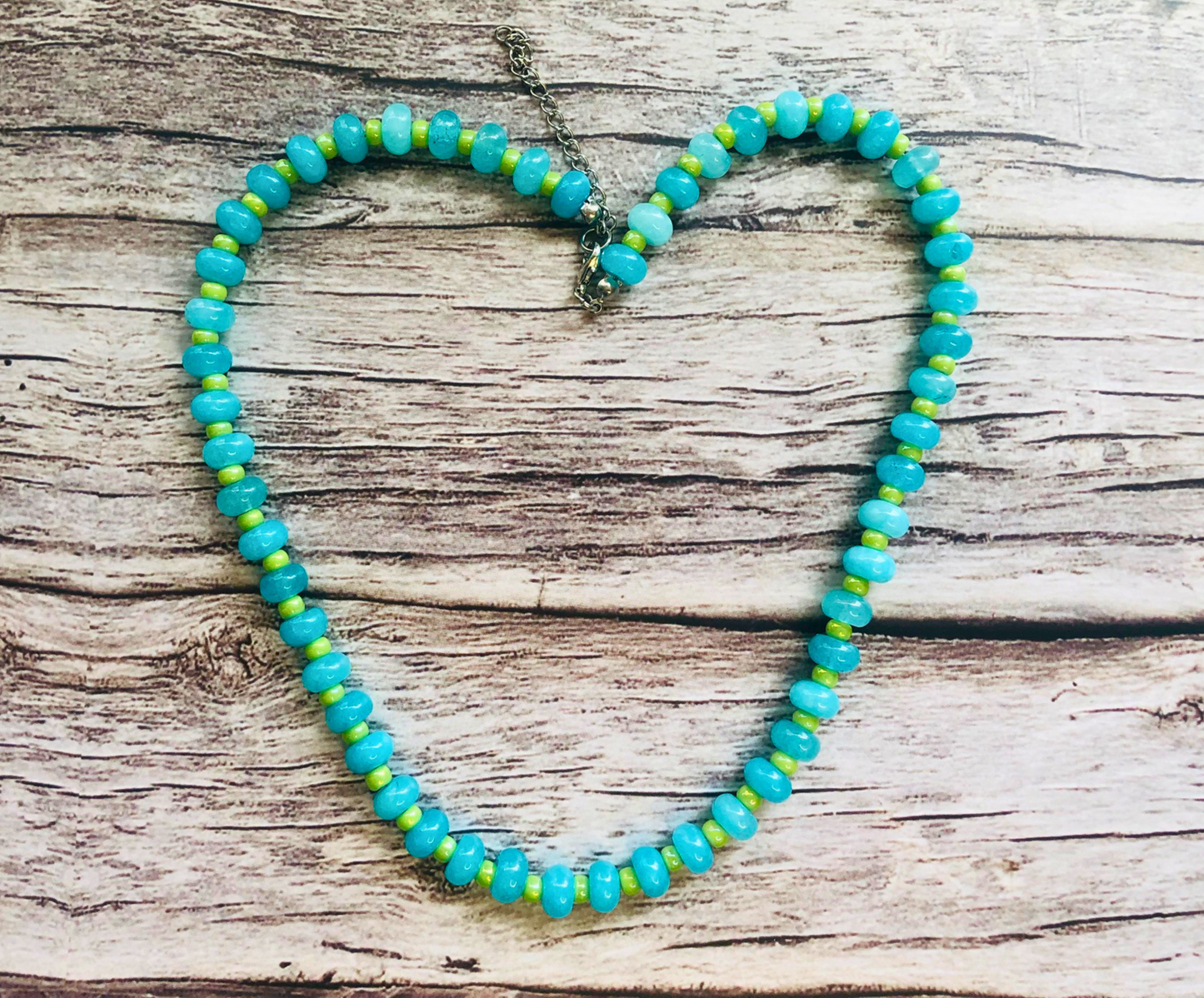 Bahama Breeze Candy Necklace – Aqua Jade & Lime Beads