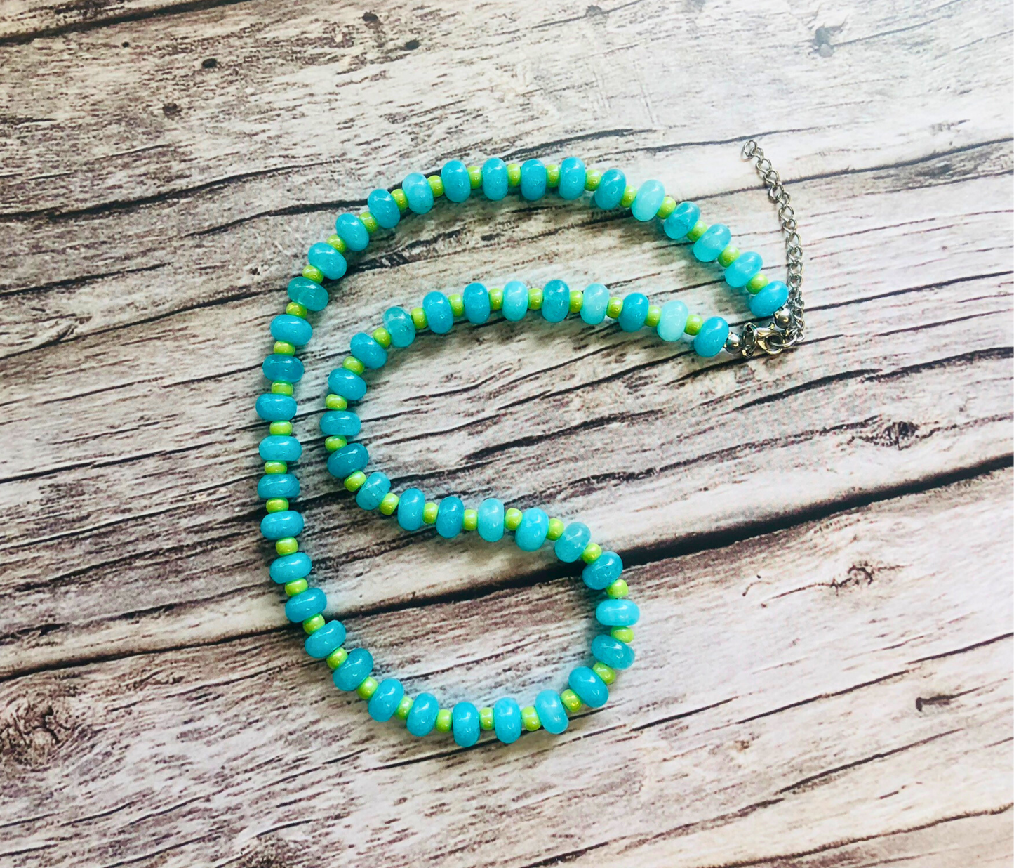 Bahama Breeze Candy Necklace – Aqua Jade & Lime Beads