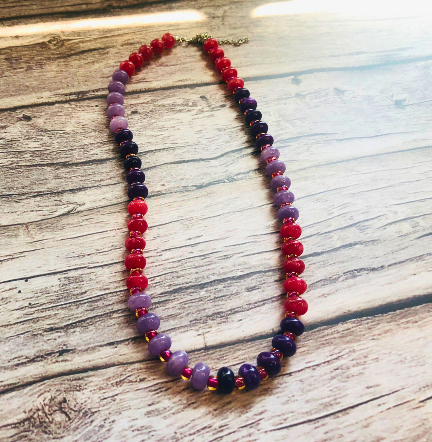 Berry Blast Candy Necklace – Pink Red & Purple Jade Beads