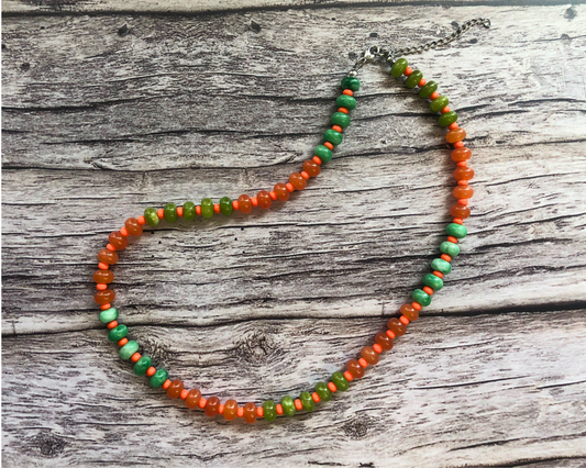 Oh So Citrus Candy Necklace – Green & Orange Jade Beads