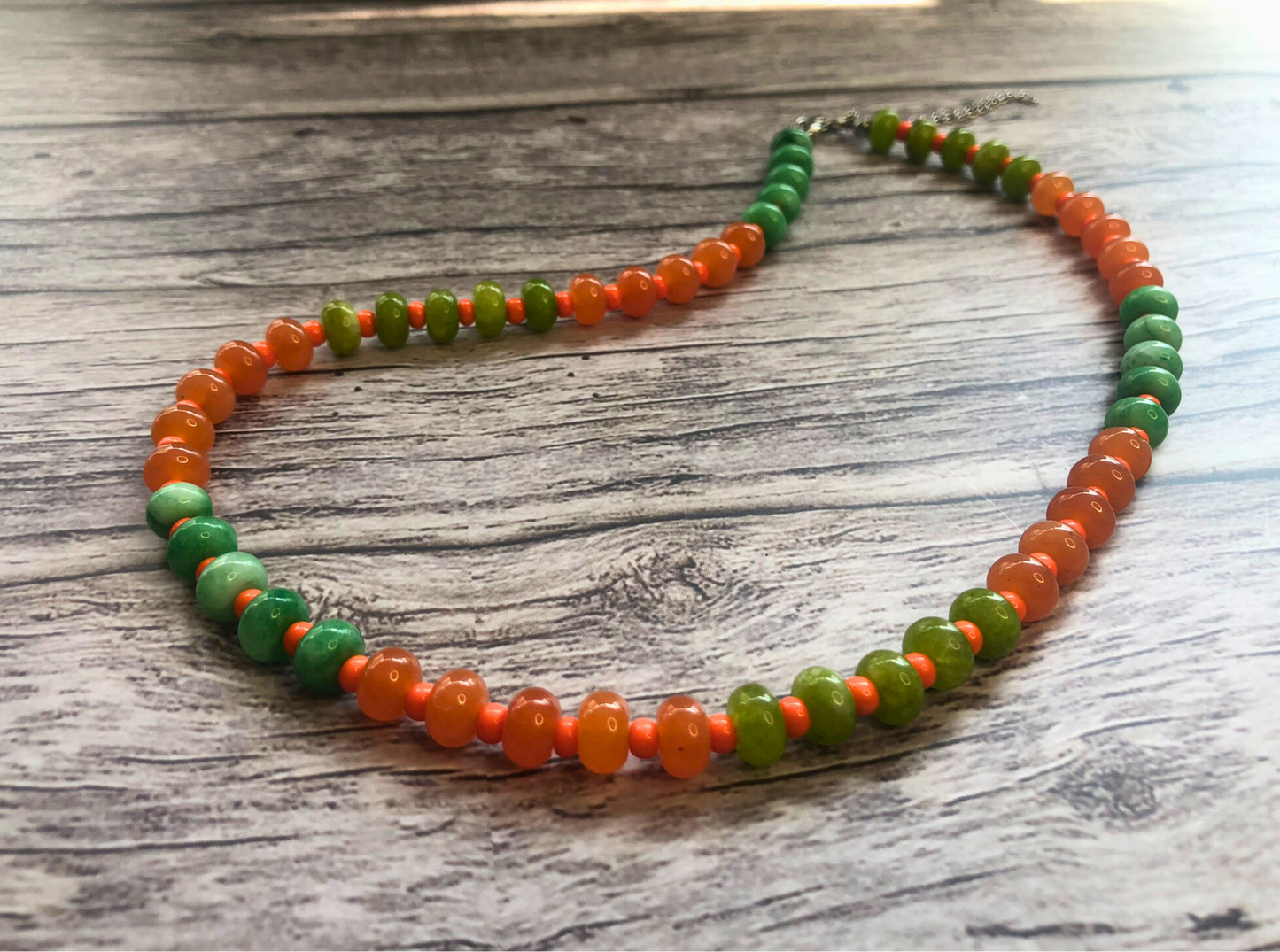 Oh So Citrus Candy Necklace – Green & Orange Jade Beads