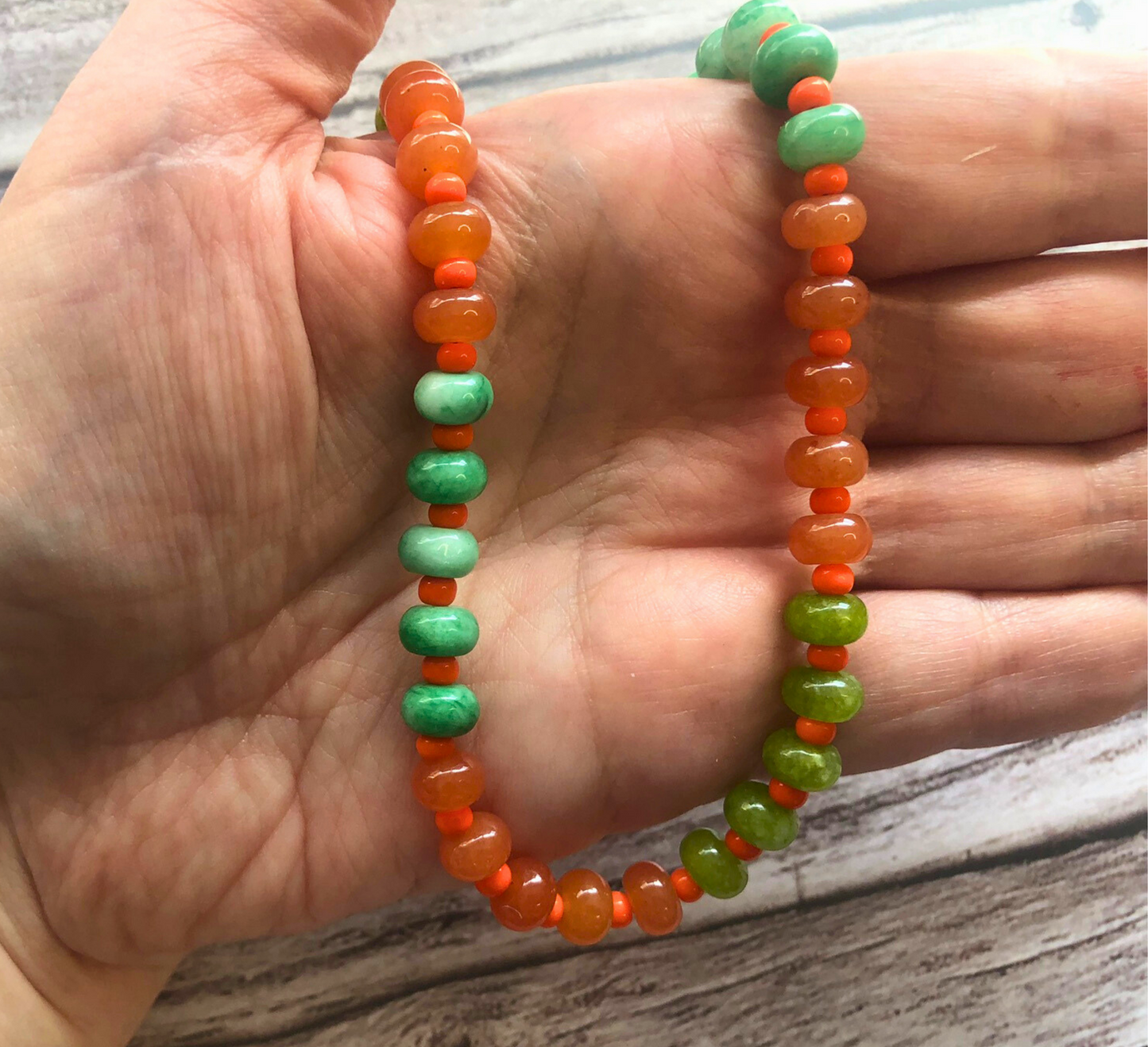 Oh So Citrus Candy Necklace – Green & Orange Jade Beads