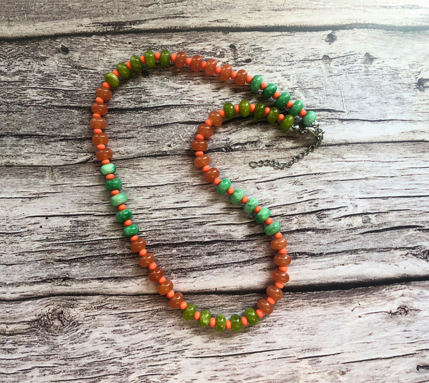 Oh So Citrus Candy Necklace – Green & Orange Jade Beads
