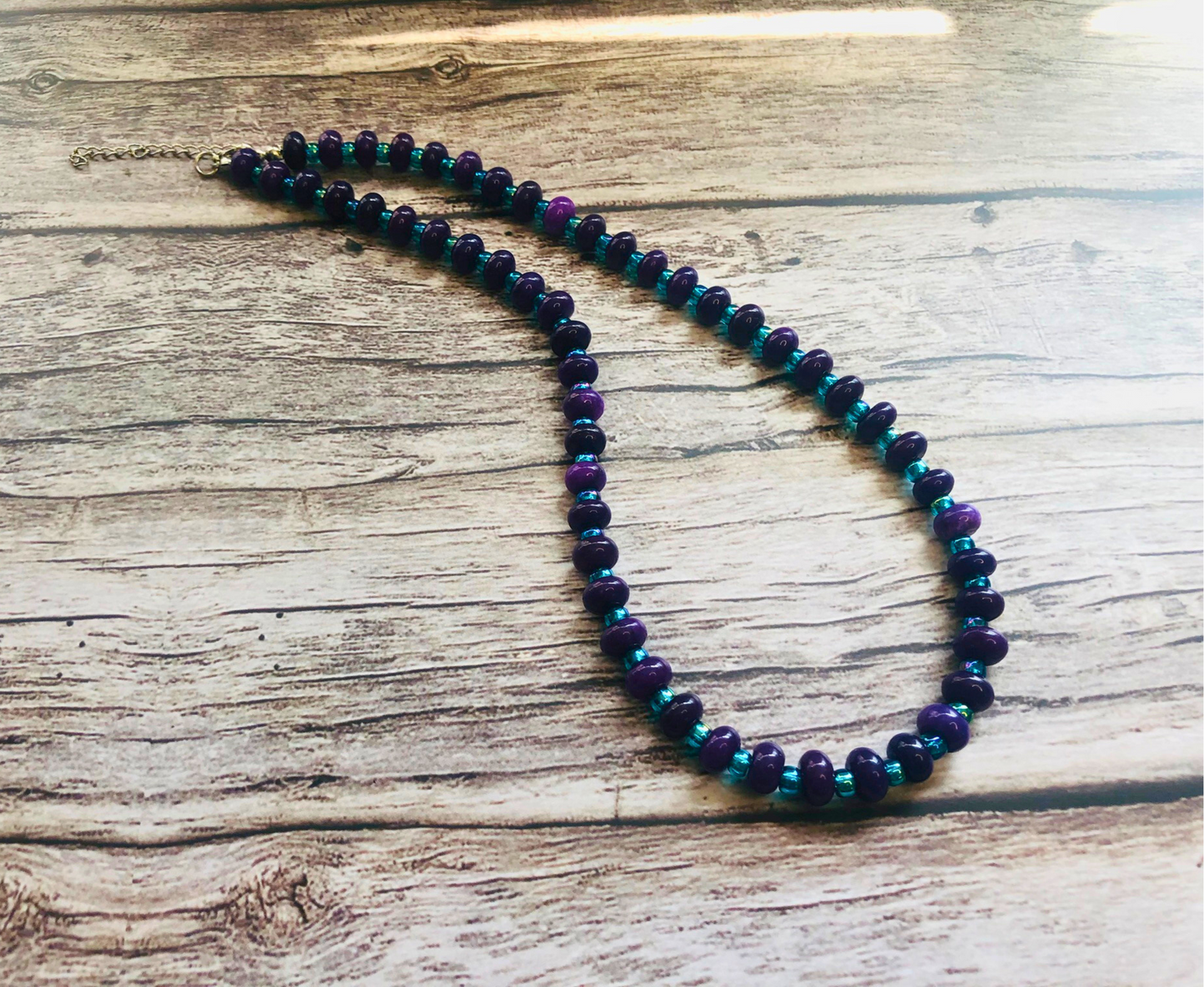 Paradise Punch Candy Necklace – Purple Jade & Aqua Beads