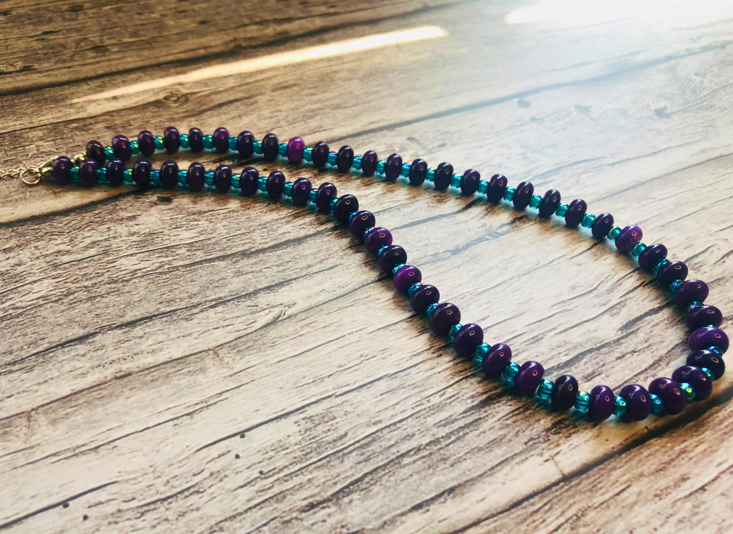 Paradise Punch Candy Necklace – Purple Jade & Aqua Beads