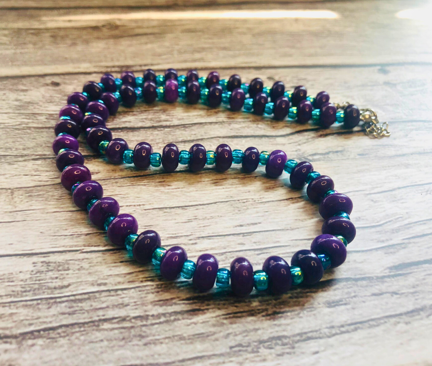 Paradise Punch Candy Necklace – Purple Jade & Aqua Beads