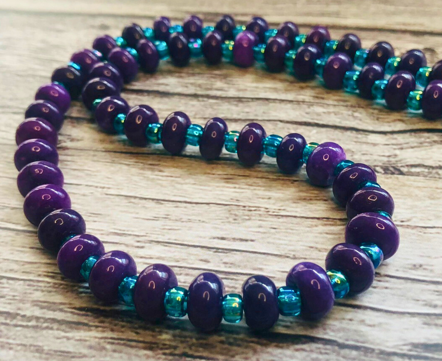 Paradise Punch Candy Necklace – Purple Jade & Aqua Beads
