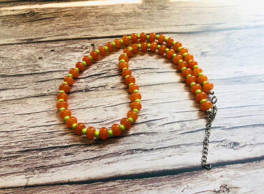 Tangerine Candy Necklace – Orange Jade & Lime Beads