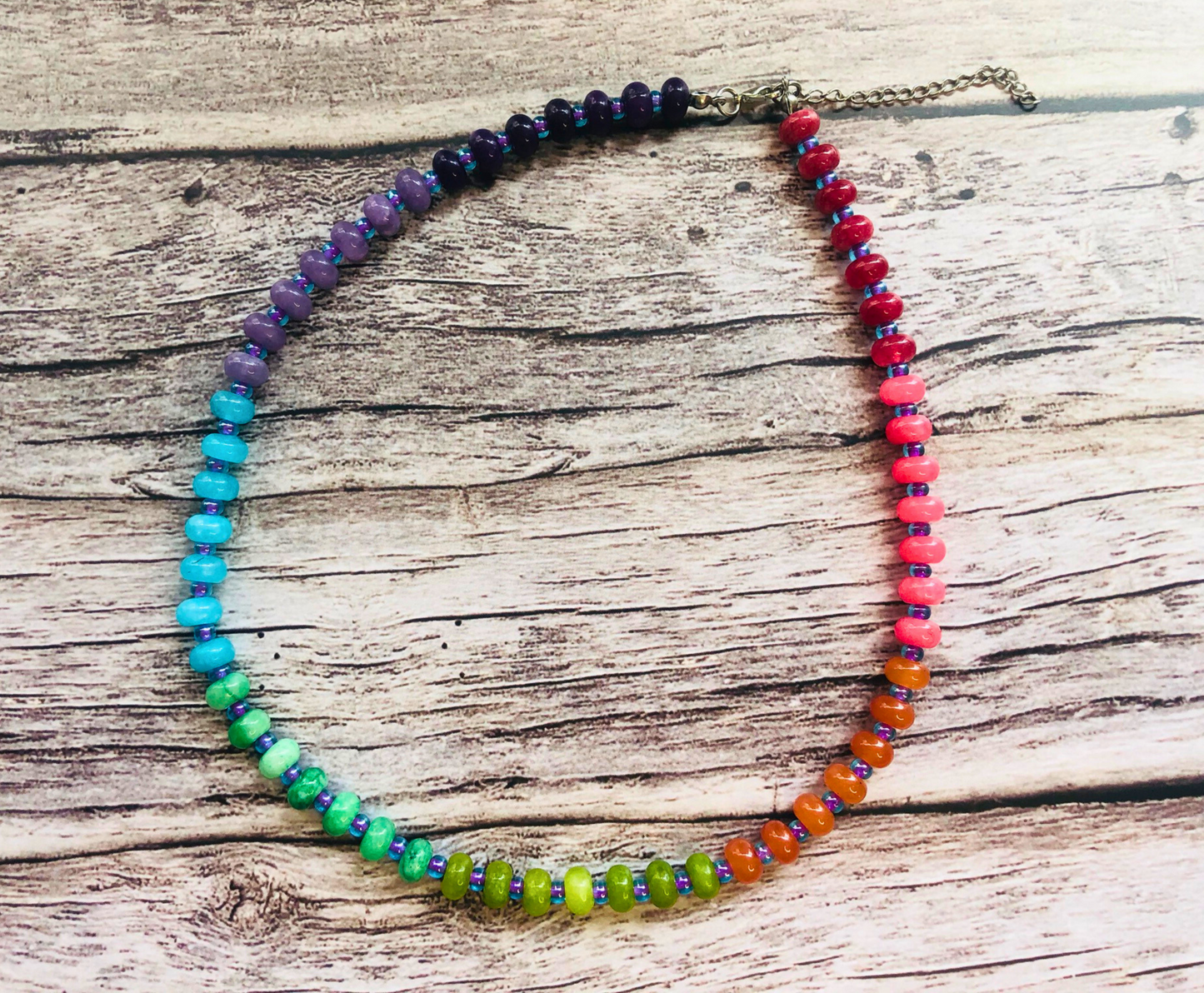 Tasty Rainbow Candy Necklace – Multicolor Jade Beads