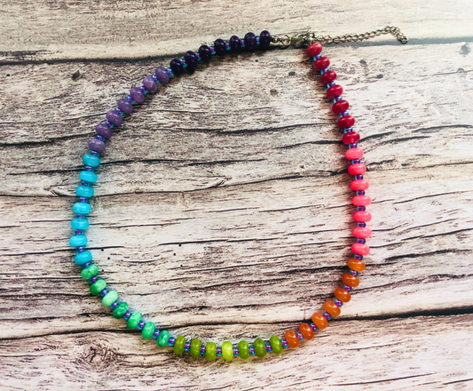 Tasty Rainbow Candy Necklace – Multicolor Jade Beads
