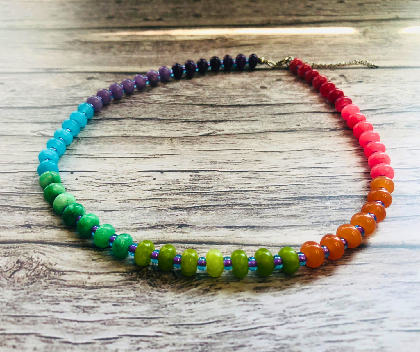 Tasty Rainbow Candy Necklace – Multicolor Jade Beads