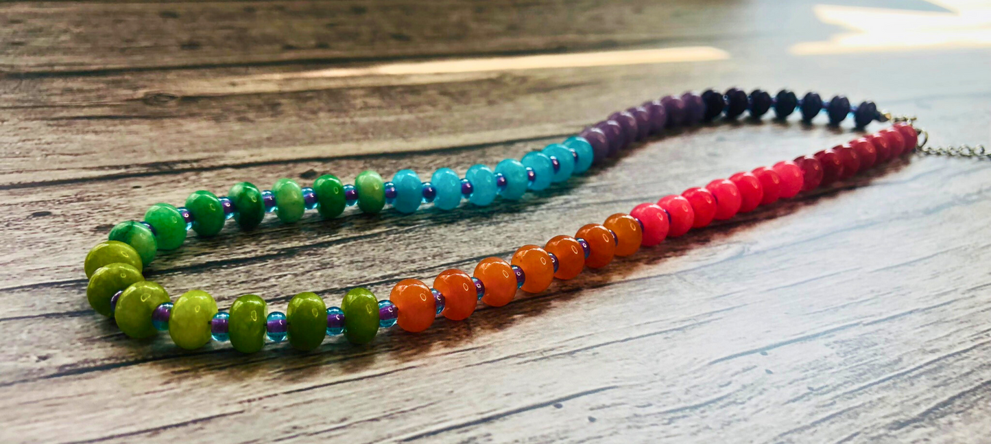 Tasty Rainbow Candy Necklace – Multicolor Jade Beads