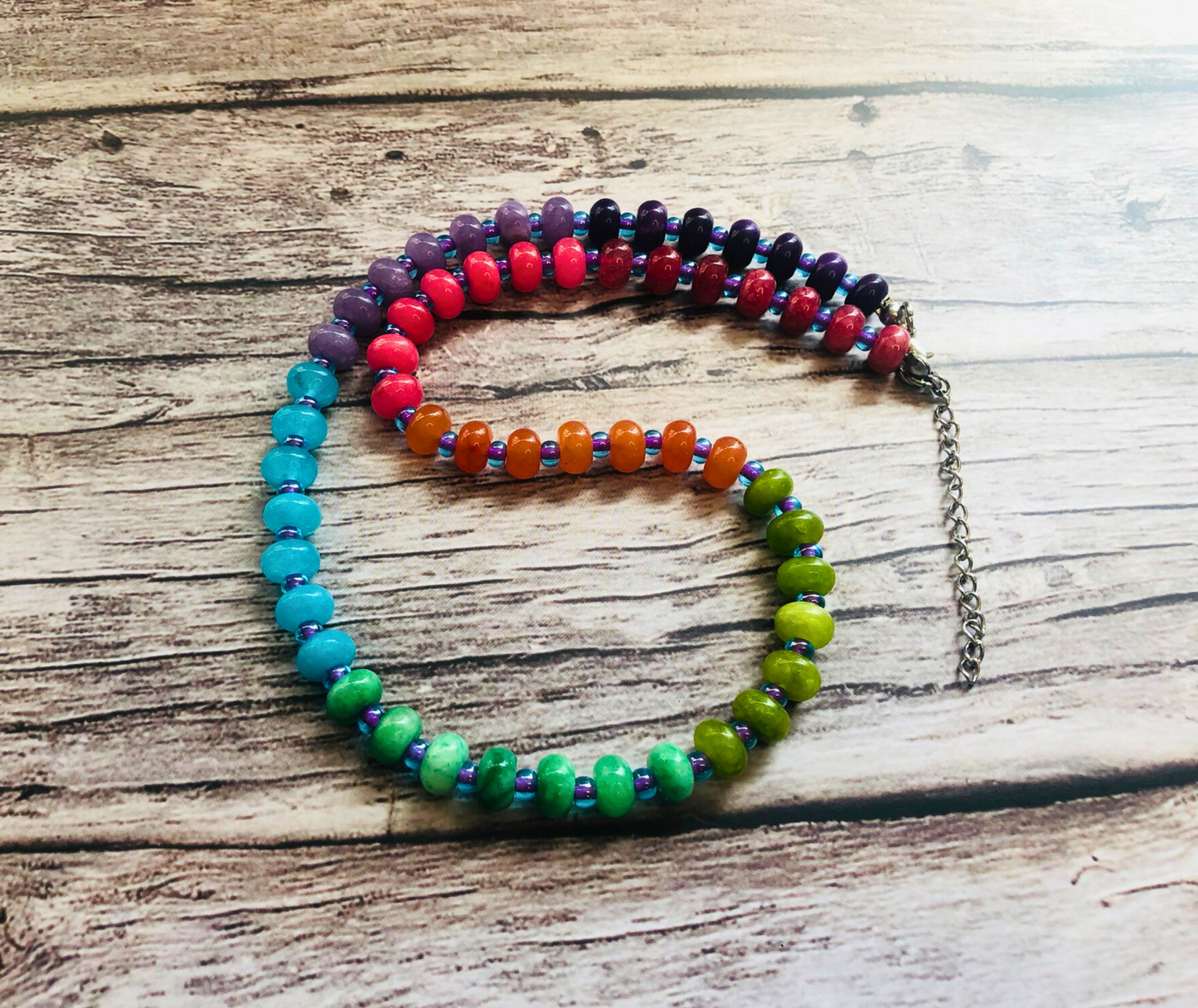Tasty Rainbow Candy Necklace – Multicolor Jade Beads