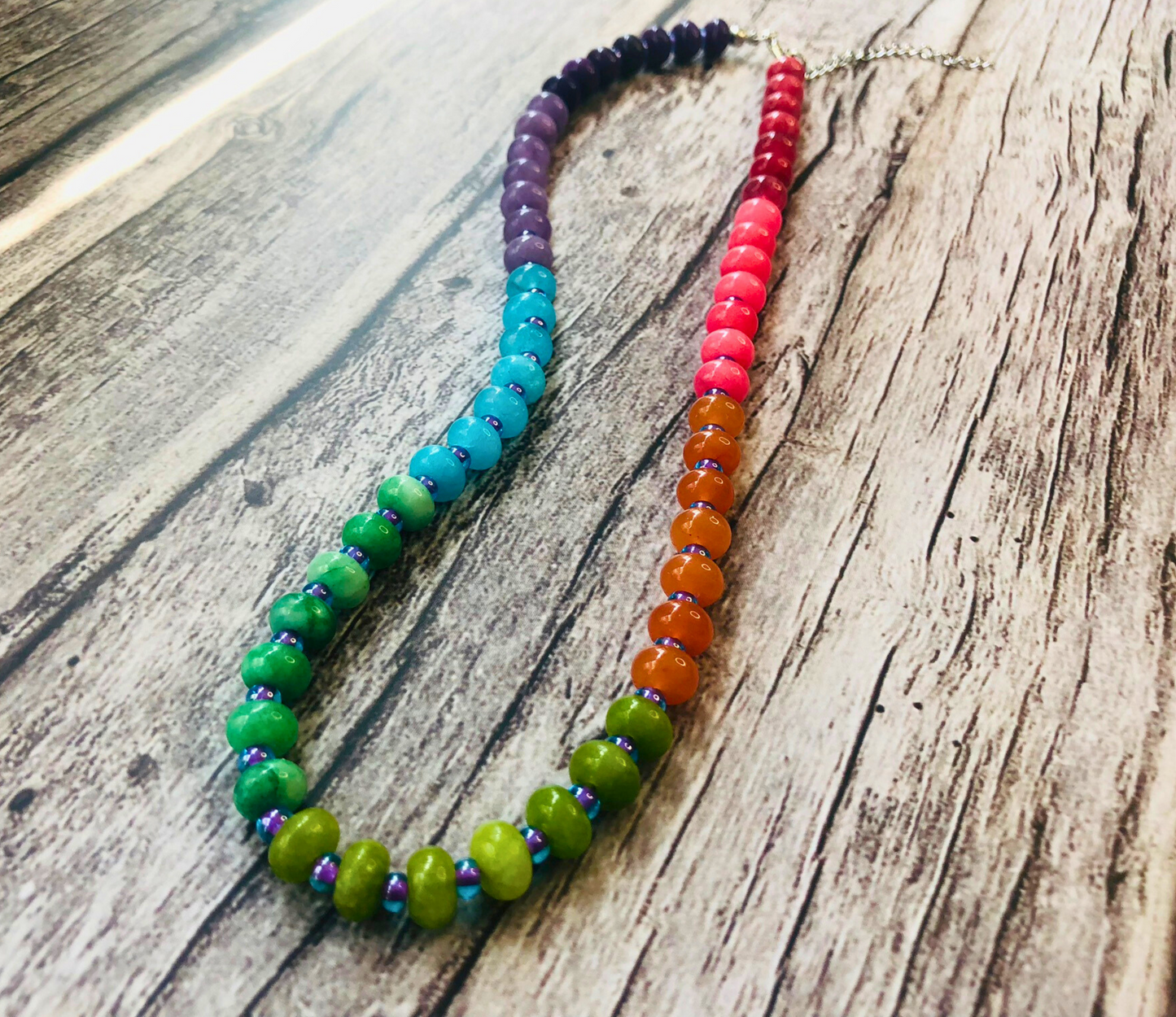 Tasty Rainbow Candy Necklace – Multicolor Jade Beads